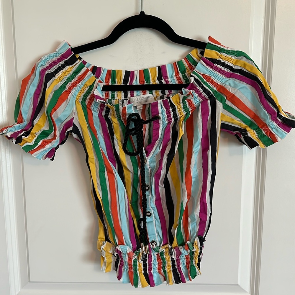 Caroline Constas stripe off shoulder top